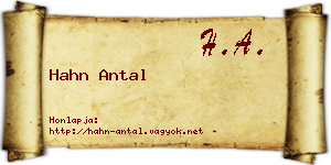 Hahn Antal névjegykártya
